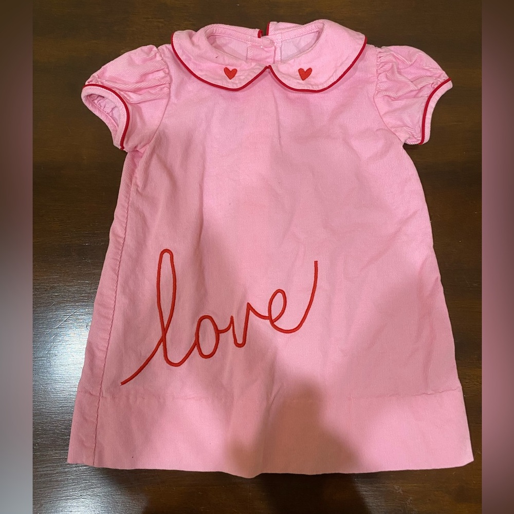 Lullaby Set Pink Valentines Day Smocked Dress Girls Hearts 18 months Cotton
